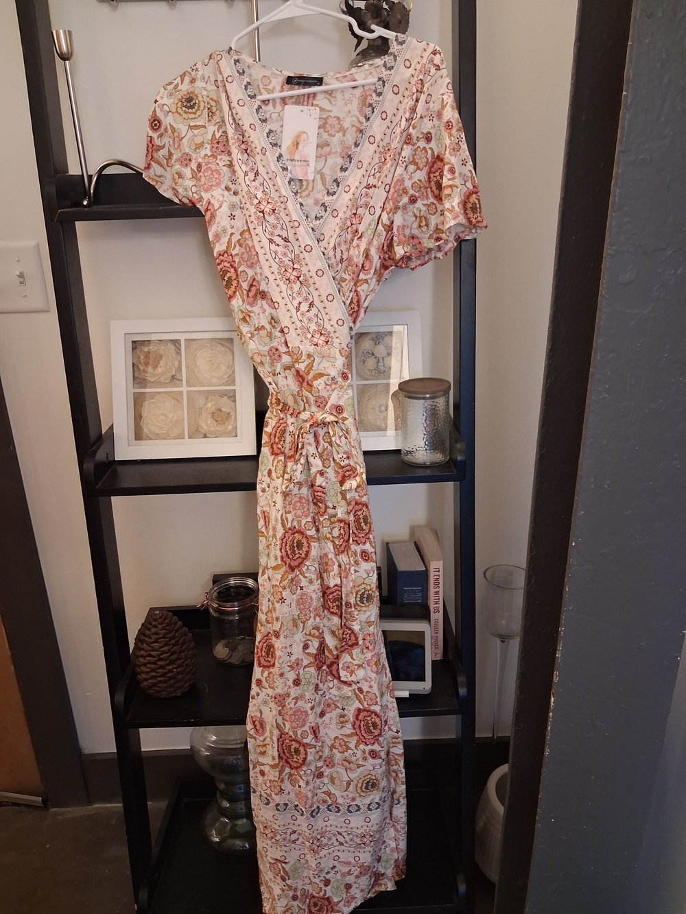 PrettyGarden Floral Maxi Dress in Cream and Pink - Picture 2 of 5